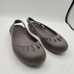 Crocs‎ Shoes Womens 11 Kadee Casual Slip On Jelly Ballet Flats Brown Rubber